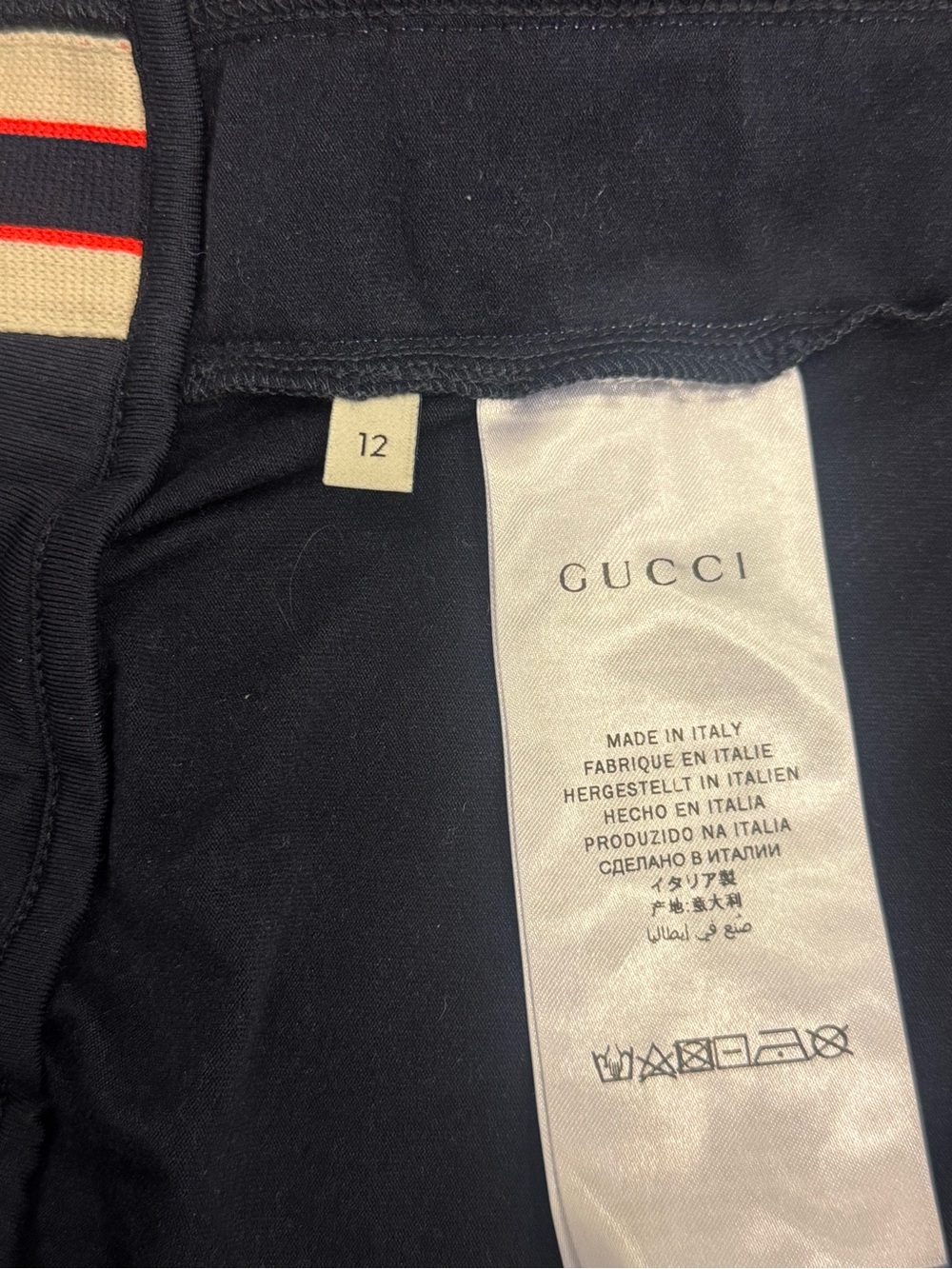 Gucci Leggings Pants Navy with Cream and Red Logo Stripe - Picture 3 of 4
